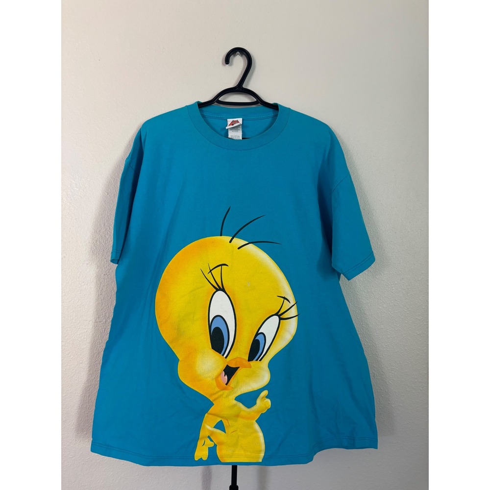 Vintage Looney Tunes Tweety Bird T-Shirt XL Blue Made in USA 90s Cartoon Graphic